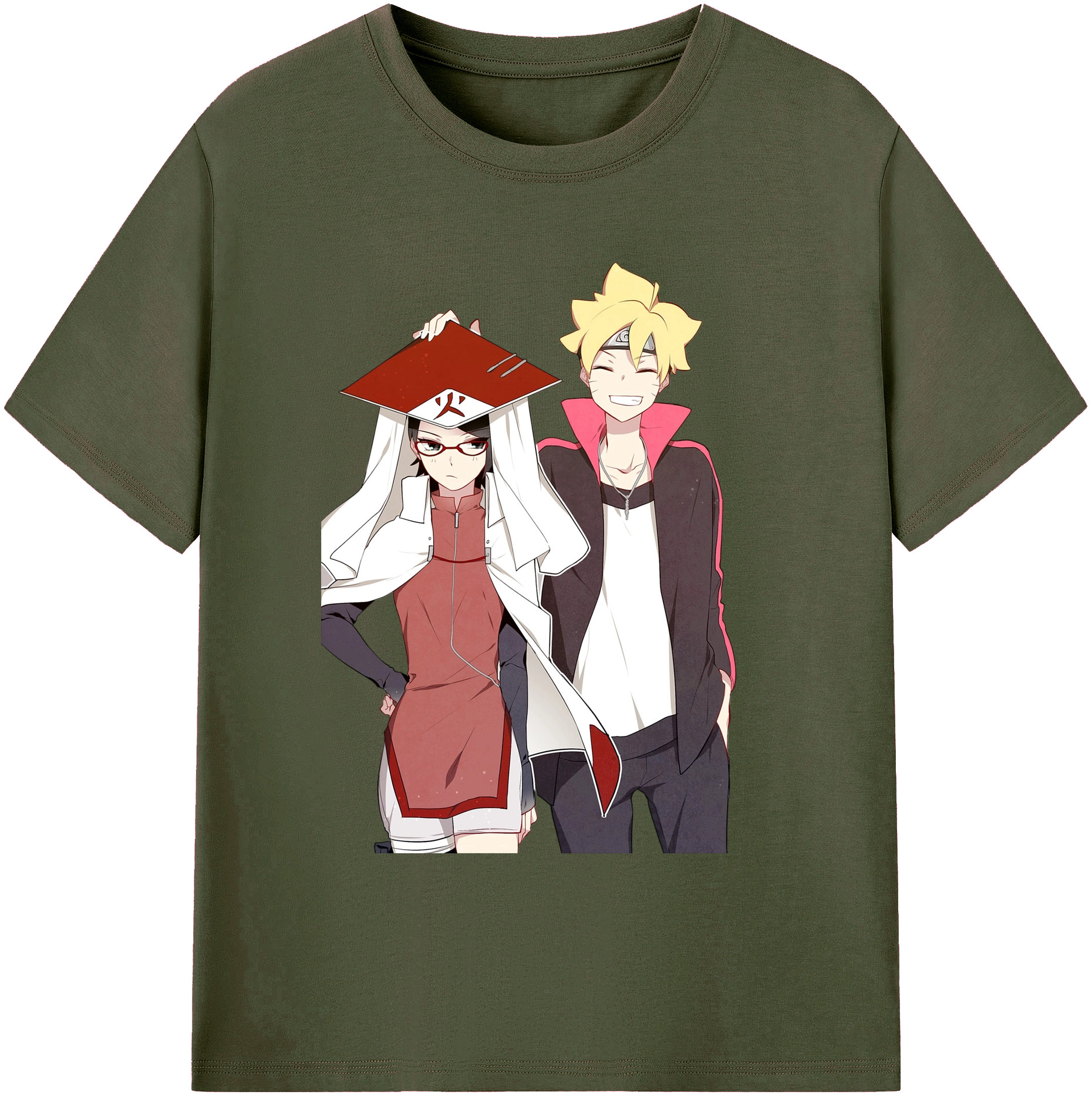 （画像用） NARUTO -ナルト- うちは サラダ Uchiha Sarada 綿100％ メンズ半袖Tシャツ｜肌触りやわらか＆通気性